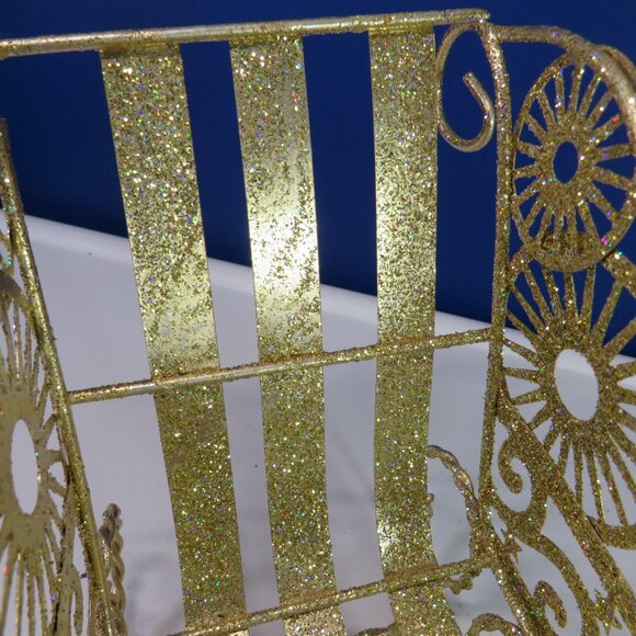 all metal Gold Sleigh with rainbow glitter Christmas Holiday Winter - Picture 10 of 11